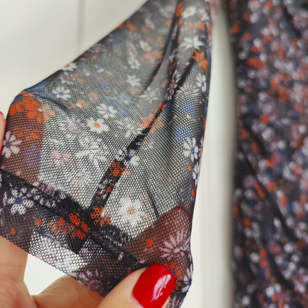 BCBGeneration Dark Mesh Floral Mini Dress | 8 - Picture 7 of 16